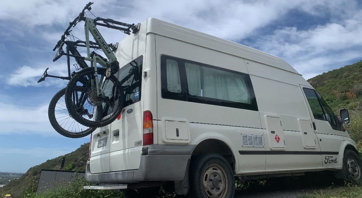 2 Bike-Hooks with e-bikes on a van rear door