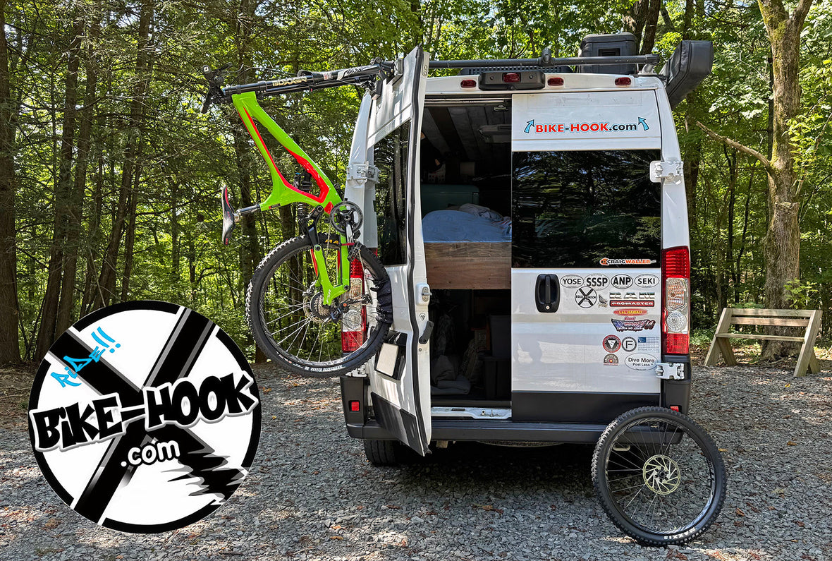 1 bicycle on a van rear door storage - bike hook