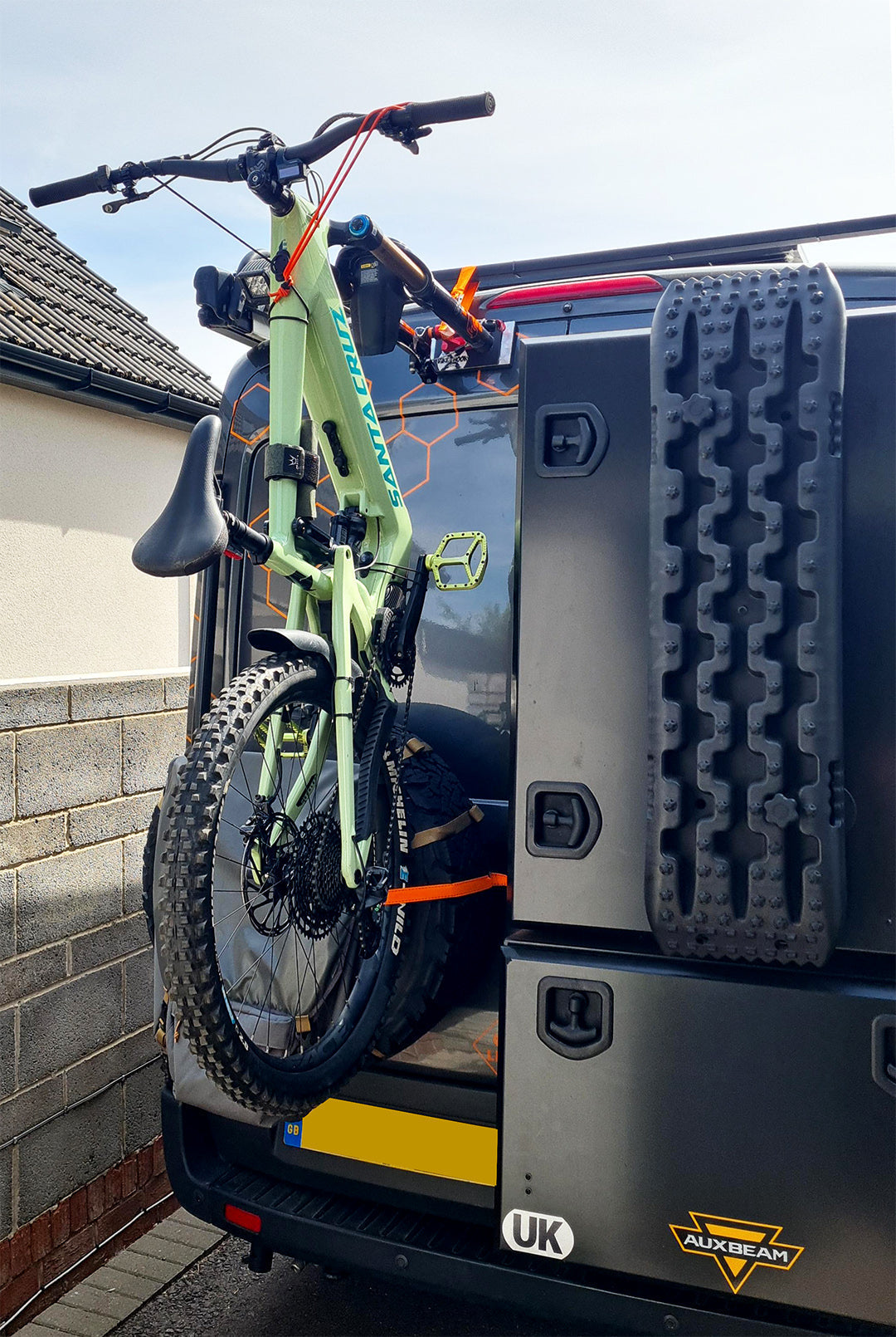 e Bike on Ford Transit rear door bike storage - Bike Hook