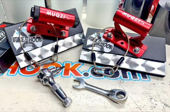 2 Bike-Hook with FOX36 fork hub block upgrade for van door bicycle storage
