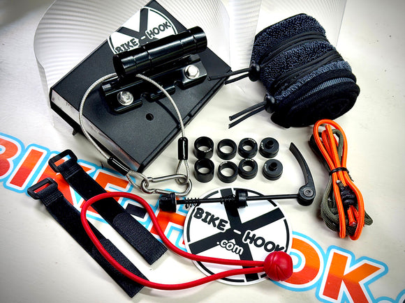 Adventure van with 3 bikes on rear doors using Bike-Hooks. Modular design lets vanlifers avoid bulky swing-away racks for e-bikes or mountain bikes.

