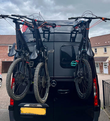 Close-up of a Bike-Hook mounted on a VW Volkswagen  Crafter campervan, demonstrating how to store a bicycle securely using a no-drill, low-profile mount