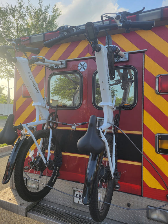 Emergency Ambulance Camper Van with no drill no hitch easy rear door bicycle rack mount